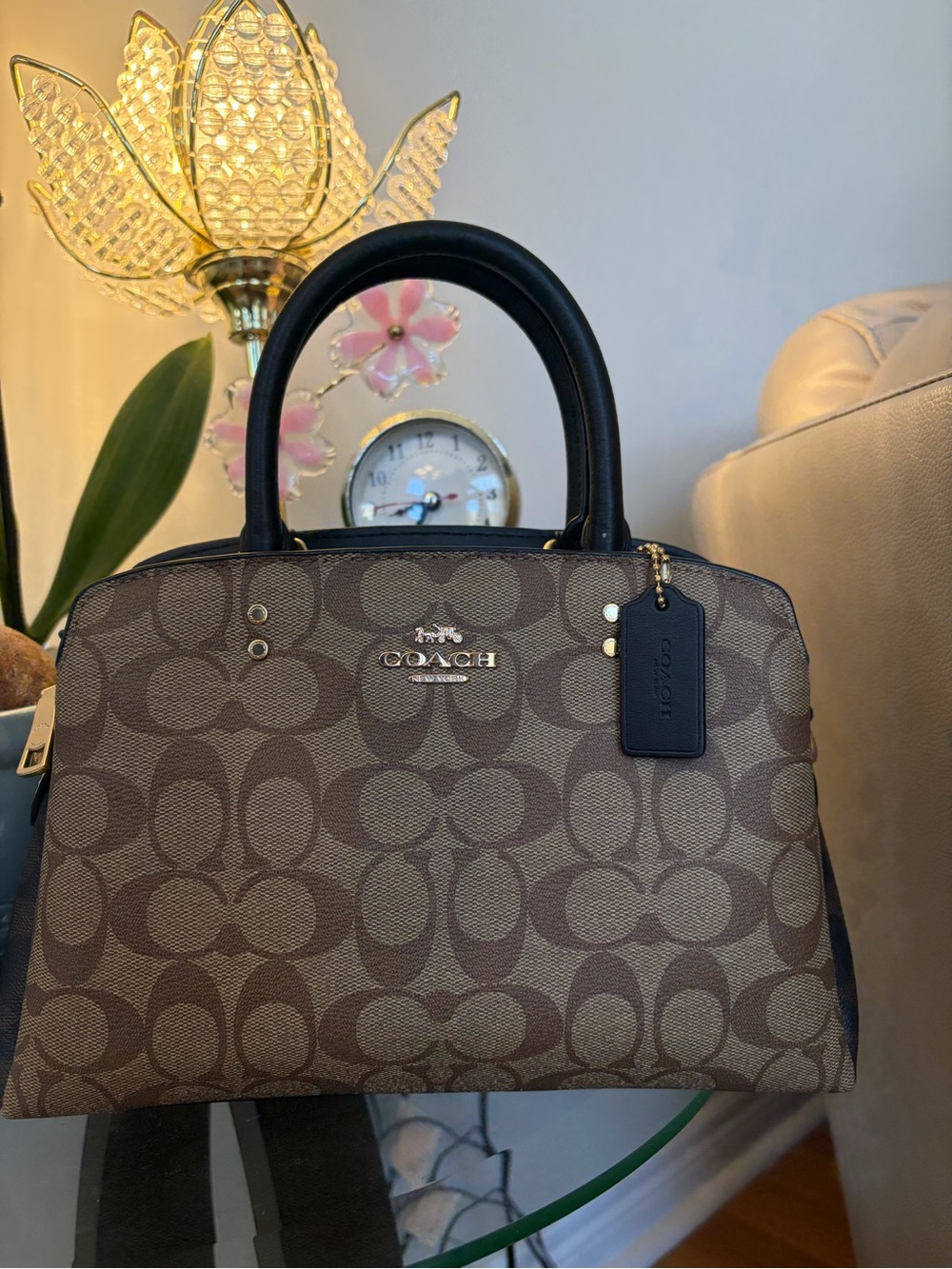 Coach Mini Lillie Carryall In Blocked Signature Canvas